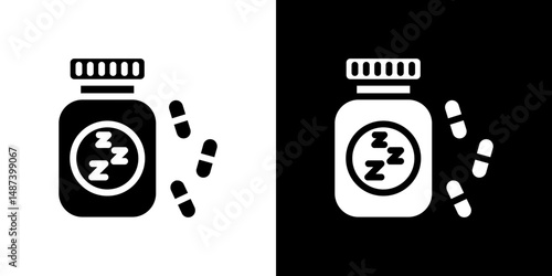Sleeping pills icon in solid flat trendy design style.