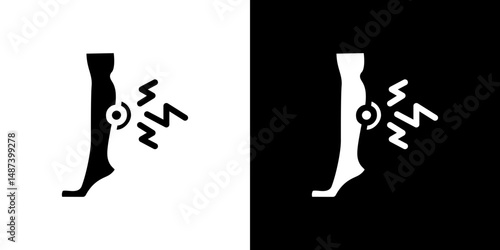 Shin pain icon in solid flat trendy design style.
