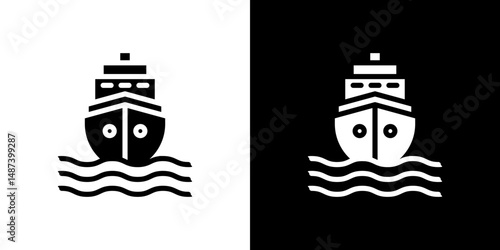 Ship icon in solid flat trendy design style.