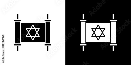 Scroll Torah icon in solid flat trendy design style.