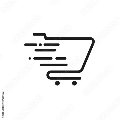 Fast Shopping Cart: A dynamic illustration of a shopping cart, showcasing speed and efficiency with lines of motion. This image captures the essence of online shopping, speedy delivery.