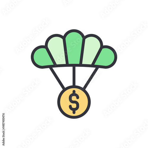 Financial Assistance Depicted By A Parachute Delivering Money Symbol