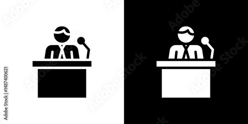 Politician speaker icon in solid flat trendy design style.