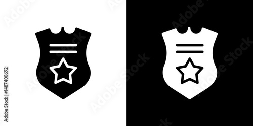 Police badge icon in solid flat trendy design style.