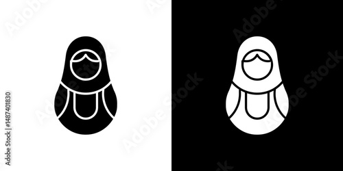 Nesting dolls icon in solid flat trendy design style.