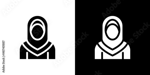 Muslim woman icon in solid flat trendy design style.