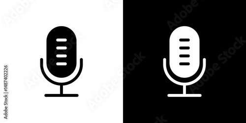 Microphone icon in solid flat trendy design style.