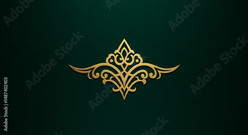 Gold Filigree Decoration on Green Background