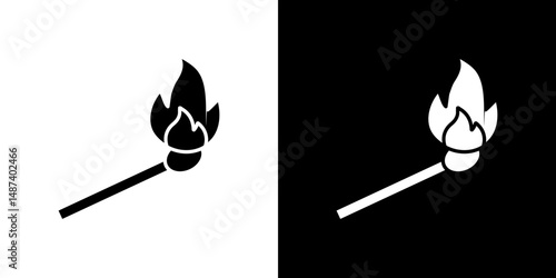 Match fire icon in solid flat trendy design style.