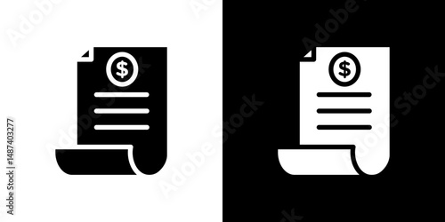Invoice payment icon in solid flat trendy design style.