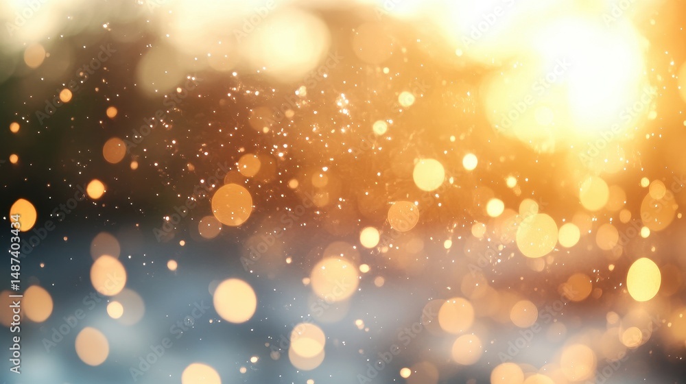 Golden and Blue Bokeh Lights Shimmering Abstract Background Golden and Blue Bokeh Lights Shimmering Abstract Background