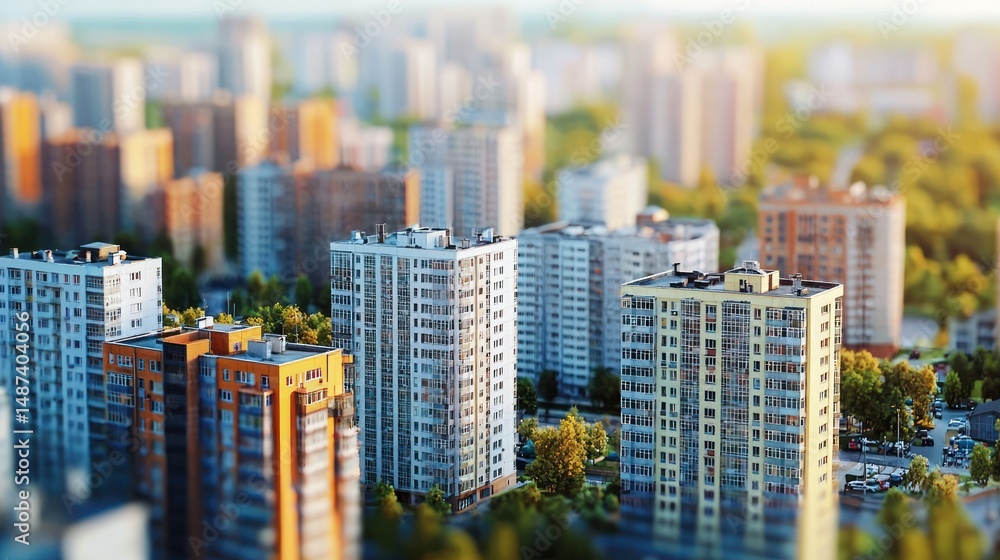 A bustling cityscape with tall buildings, green trees, and a clear blue sky. A bustling cityscape with tall buildings, green trees, and a clear blue sky.