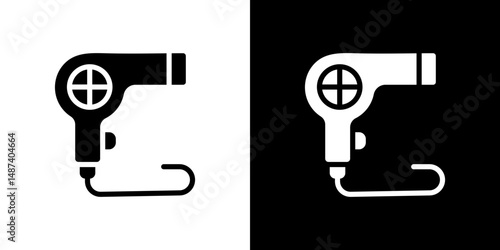 Hair dryer icon in solid flat trendy design style.