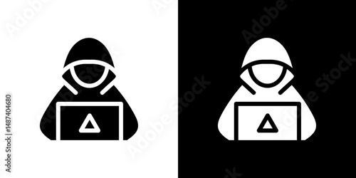 Hacker icon in solid flat trendy design style.