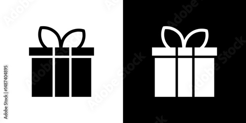 Gift box icon in solid flat trendy design style.