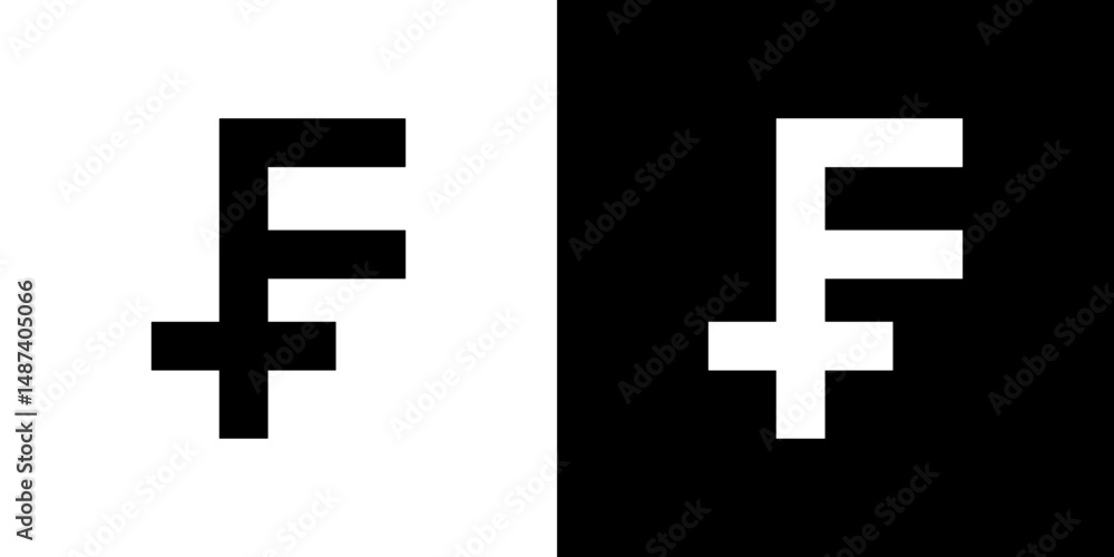 Obraz premium Franc sign icon in solid flat trendy design style.