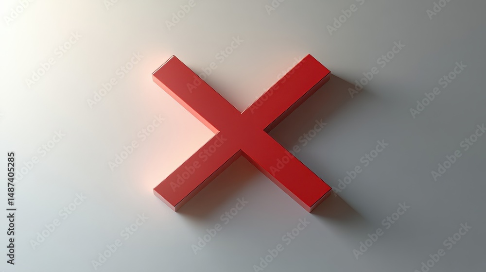 Obraz premium Red Cross Symbol on Minimalist Background for Error Concept