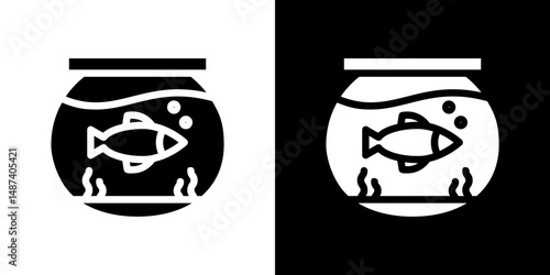 Fish bowl icon in solid flat trendy design style.