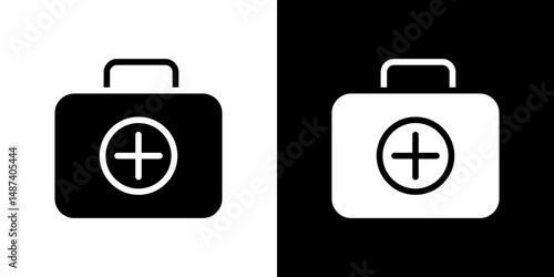 First aid kit icon in solid flat trendy design style.