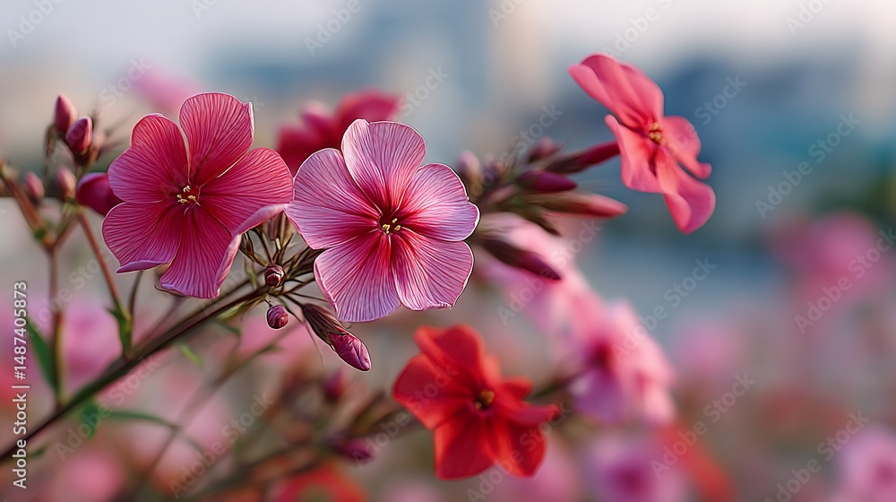 Obraz premium Pink phlox blossoms gracefully bloom