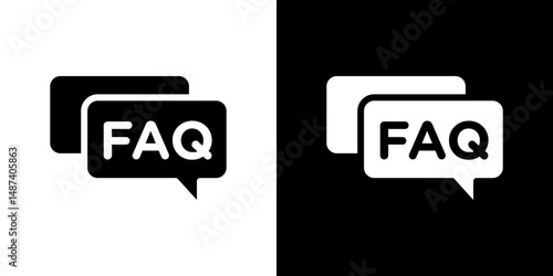 FAQ icon in solid flat trendy design style.