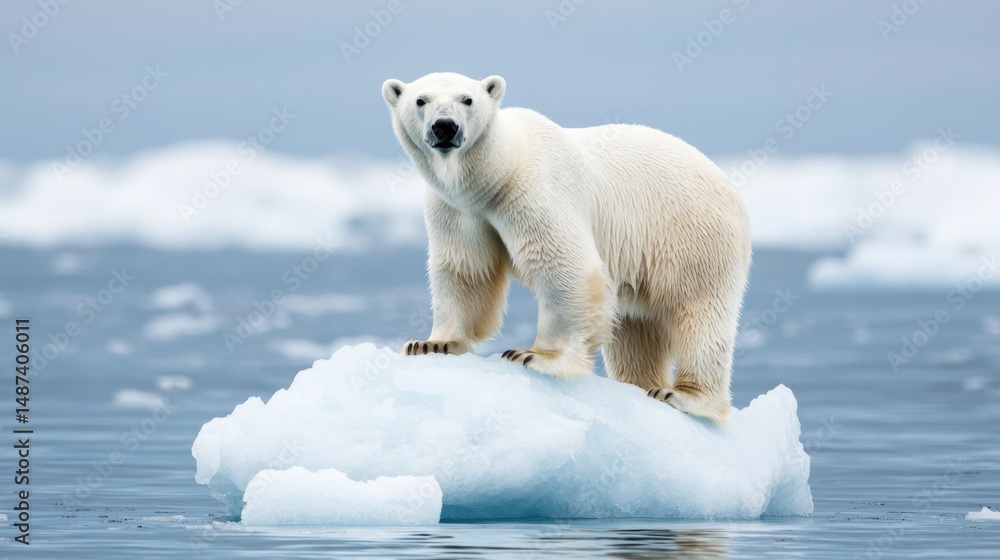 Fototapeta premium Majestic Polar Bear on Ice Floe in Arctic