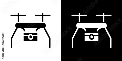 Drone icon in solid flat trendy design style.
