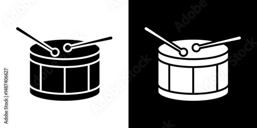 Drum icon in solid flat trendy design style.