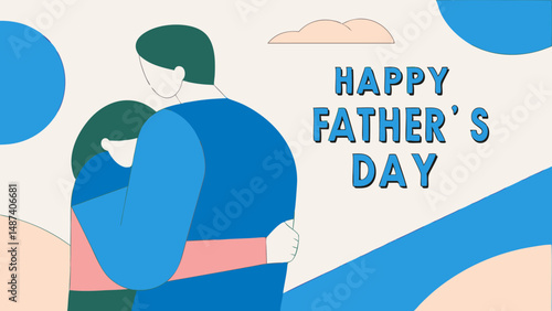 Father's Day Embrace: A heartwarming illustration captures a tender embrace between a father and child, rendered in a simplistic yet evocative style, perfect for conveying love, appreciation.