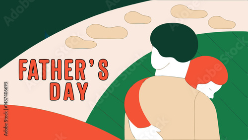 Heartwarming Embrace on Father's Day: a father holding his child. Celebrating the special bond of fatherhood through an illustration.