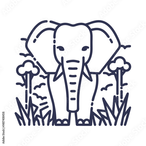 Elephant Icon for Wildlife Conservation Sites, Zoo Materials, Educational Resources, Travel Agencies, Safari Tours and Environmental Awareness Campaigns