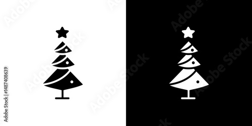 Christmas tree icon in solid flat trendy design style.