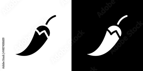 Chili icon in solid flat trendy design style.