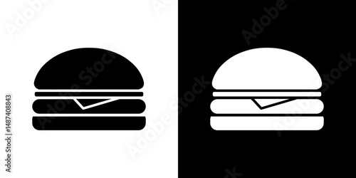 Cheese burger icon in solid flat trendy design style.