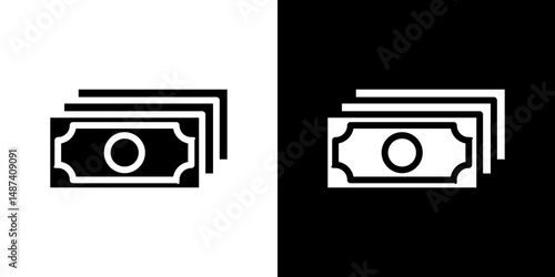 Cash icon in solid flat trendy design style.