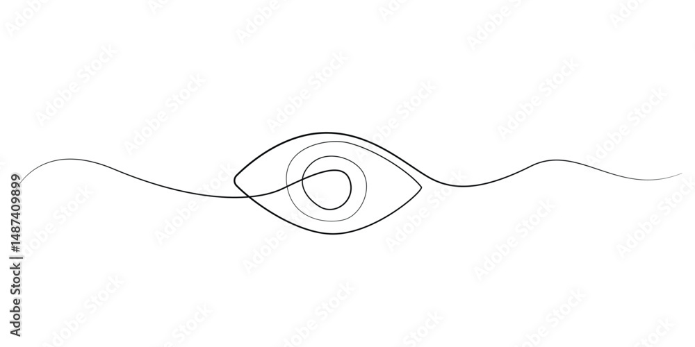 Obraz premium one continuous line drawing of eye.single line vector illustration of human eye organ.