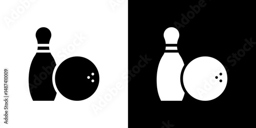 Bowling icon in solid flat trendy design style.
