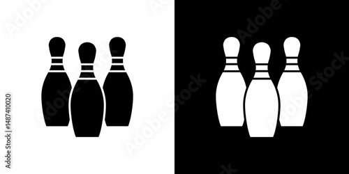 Bowling pins icon in solid flat trendy design style.