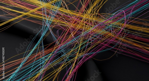Wallpaper Mural Colorful String on Dark Fabric Torontodigital.ca