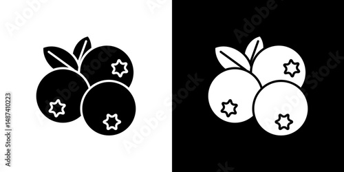 Blueberries icon in solid flat trendy design style.