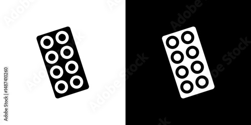Blister drug pack icon in solid flat trendy design style.