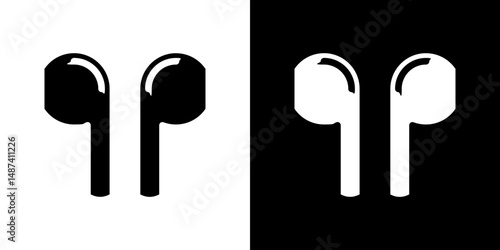 Air pods icon in solid flat trendy design style.