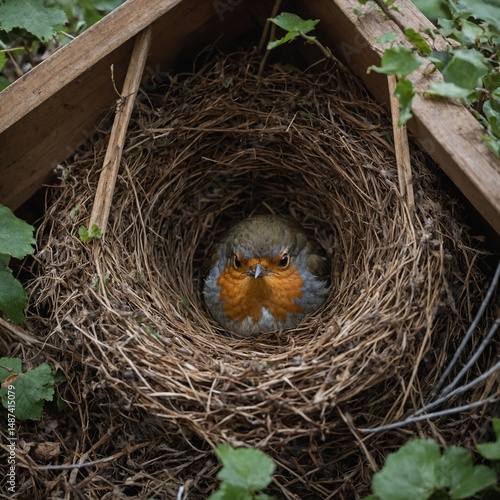 A robin nest in shed