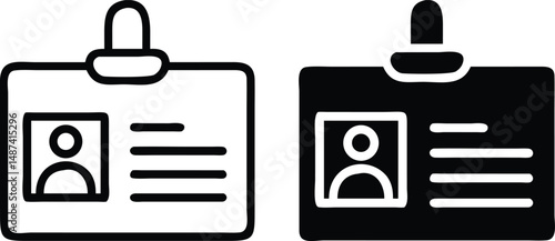 Black and White Identity Card Icon in Simple Official Document Design