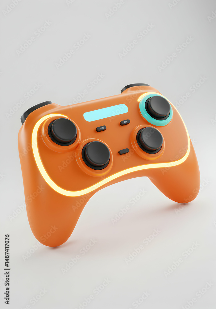 Orange Gaming Controller 3D Render Gamepad Design Orange Gaming Controller 3D Render Gamepad Design