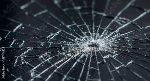 Broken Glass on Dark Background