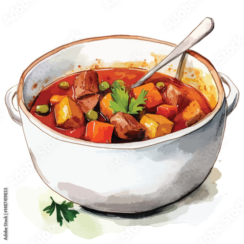 watercolor illustration of Goulash clipart isolated