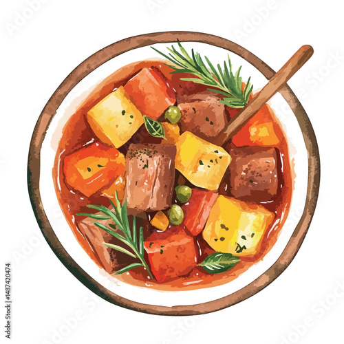 watercolor illustration of Goulash clipart isolated