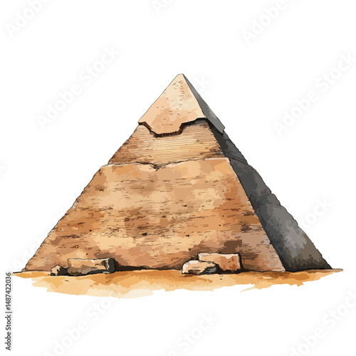 watercolor illustration of Great Pyramid of Giza clipart isolated