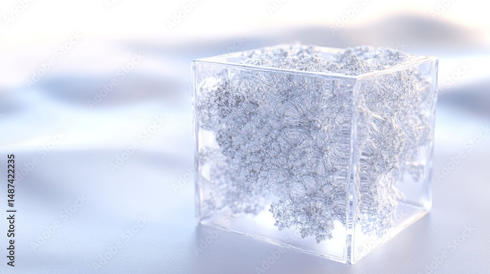 Obraz premium Crystalline Ice Cube Structure in Bright White Setting